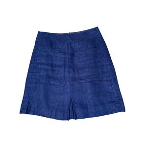Ann Taylor LOFT Navy Linen Pencil Skirt Straight Career Lined pockets SZ 00
